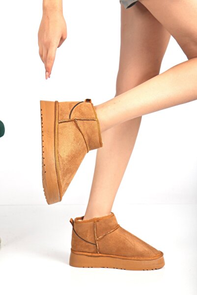 Vaska Roma İçi Kürklü Kalın Taban Kadın Mini Bot