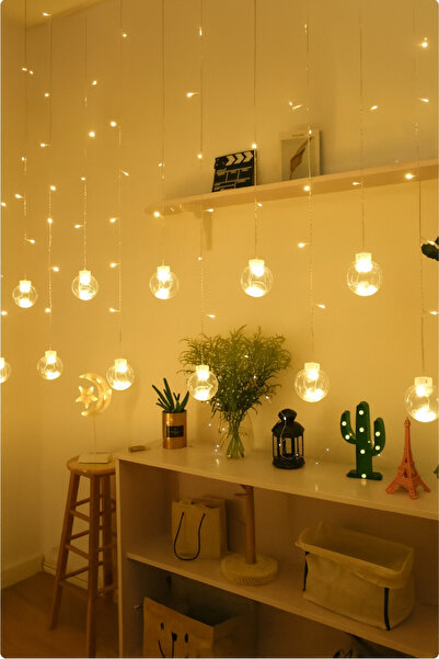 İBOVİA 12 Adet Ledli Dilek Topu Işıklı Perde Tasarımı