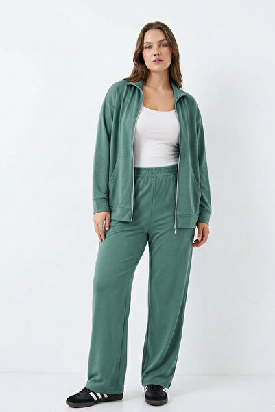 Mivoon طقم بدلة رياضية بياقة عالية مع جيب بسحاب مزدوج، مقاس واسع 6XL