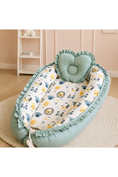 JUNİPERUS سرير أطفال من Baby Nest Heads مزين بعظام العظام وسرير أطفال من جانب...