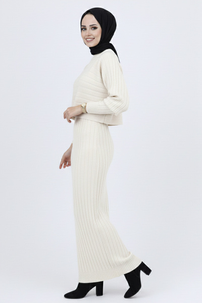 benguen طقم تريكو جيليه مضلع بلون الحجر - 4045