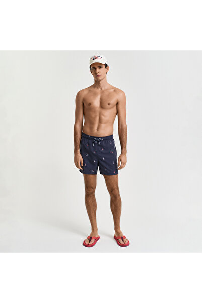 Gant Erkek Lacivert Regular Fit Desenli Mayo Şort