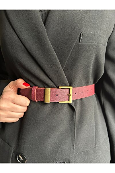 LİA KEMER Knot Classic Square Patterned Women's Antique Vintage Buckle Belt Coat Belt Dress Belt Trouser Belt