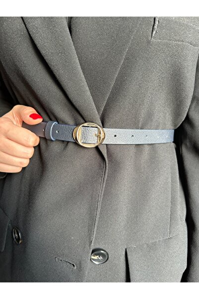 LİA KEMER Stone Round Square Patterned Women's Gold Buckle Belt Jacket Belt Dress Belt Trouser Belt