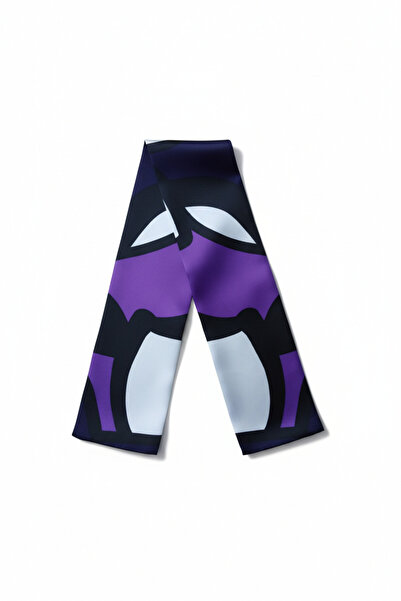 maia Mor Minimal Desenli Saten Fular – 100×7 cm – Günlük Kullanıma Uygun