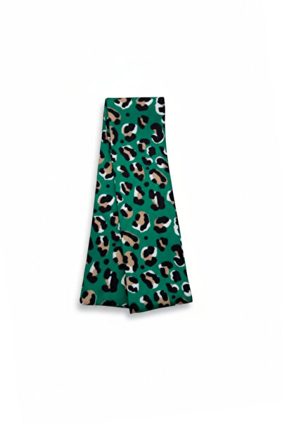 maia Green Leopard Patterned Viscose Scarf – 100×7 cm – Eye-Catching Modern S...