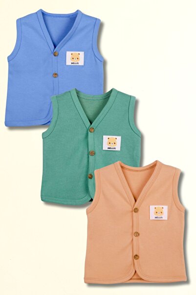 Beniizle Bebek Yelek %100 Organik Pamuk Yumuşak Doku Mevsimlik 3'lü Unisex Ye...