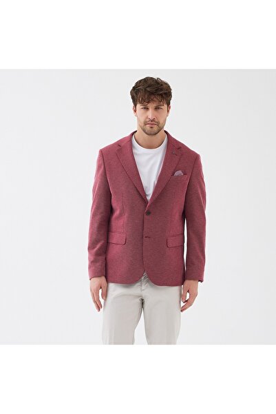 Frappoli Sarbello Men's Burgundy Flexible Polyviscose Fabric Fully Lined Slim Fit Mono Collar Sports Blazer Jacket
