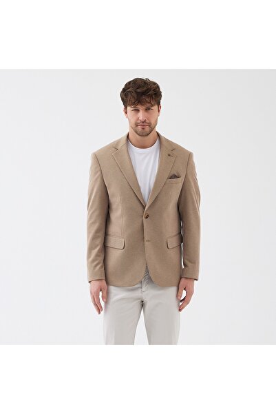 Frappoli Jachetă sport pentru bărbați Sarbello, bej, din material elastic din poliviscos, căptușită complet, cu slim fit guler mono