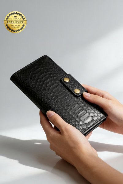 luvo Real Leather Handmade Genuine Leather Wallet Italian Stitching Exclusive Genuine Leather Snake Print