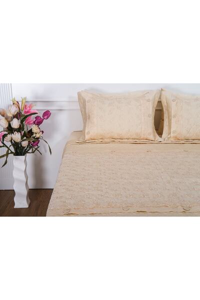 Finezza Set cuvertură de pat Gülfem Cotton cu imprimeu bej-bej, dimensiune du...