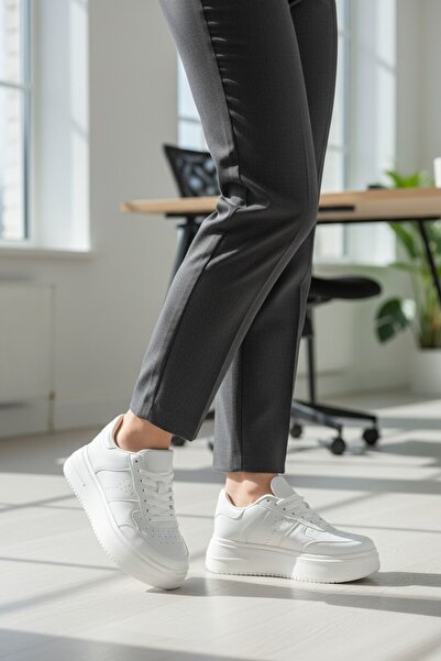 Afşin Pantofi de aer pentru femei, alb, alb, cu talpă înaltă, pantofi sport c...