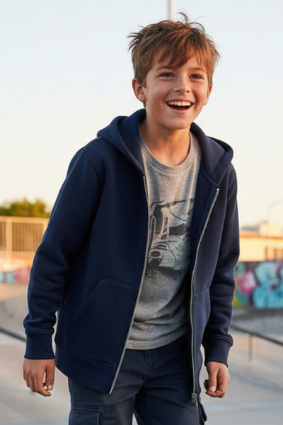 Difa Kapüşonlu,Fermuarlı,Kanguru Cepli Çocuk Sweatshirt Hırka - %100 Pamuk , ...