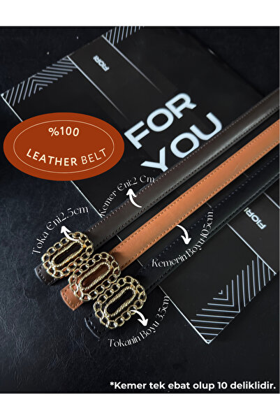 Fiori Genuine Curved Twist Buckle Thin Women's Belt, Coat Belt, Shirt Belt, Dress Belt