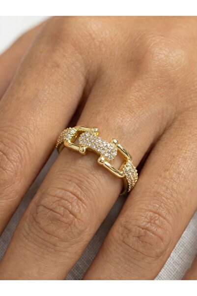 EKİDORA خاتم نسائي من الفولاذ موديل تيفاني قابل للتعديل بلون ذهبي وفضي