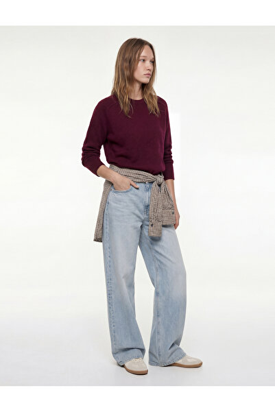 Koton Long Sleeve Crew Neck Basic Knit Sweater with Stitching Detail