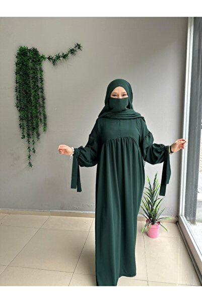 Yüsra Collection Rochie Ferace Tesettür Liza cu mâneci și legături