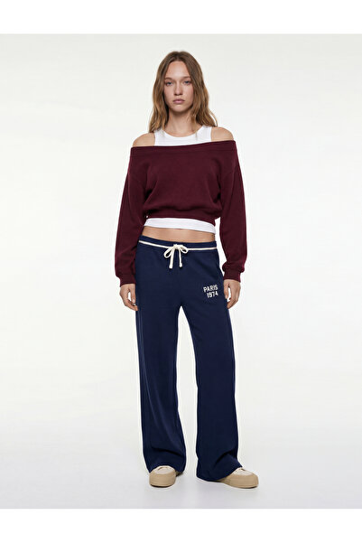 Koton Μπλουζάκι με μακρύ μανίκι με λαιμόκοψη και ανοιχτό ώμο από βισκόζη