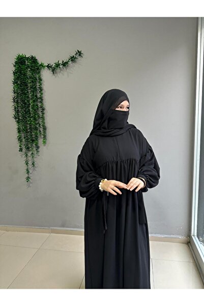 Yüsra Collection Rochie Ferace Tesettür Liza cu mâneci și legături