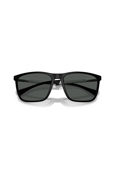 Emporio Armani نظارة شمسية مستطيلة للرجال - EA 4150 - مقاس العدسة: 59 مم - لون أسود مطاطي