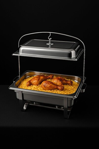 ALMASA Rectangular stainless steel buffet warmer, 8 liters, silver