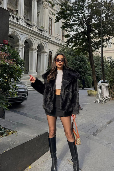 Hollyhocks Premium γούνα με μαλακή υφή με επένδυση με κουμπώματα