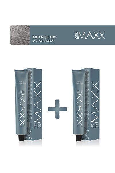 MAXX DELUXE 2'li Tüp Saç Boyası 100 ml Metalik Gri