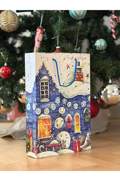 4nio الأزرق ̇ المنزل الرباط ̇ هدية السنة الجديدة ̇ كيس من الورق المقوى