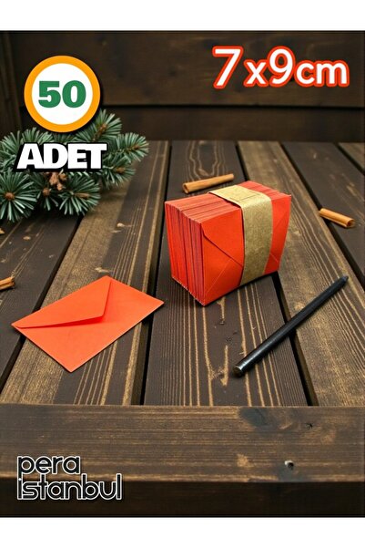 Pera İstanbul 50 Adet Kırmızı Renkli Küçük Zarf 7x9