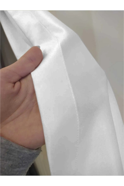 Mexess Premium Kalite Kar Beyaz Her Odaya Uygun Lüx Saten Güneşlik Fon Tül kruvaze Perde