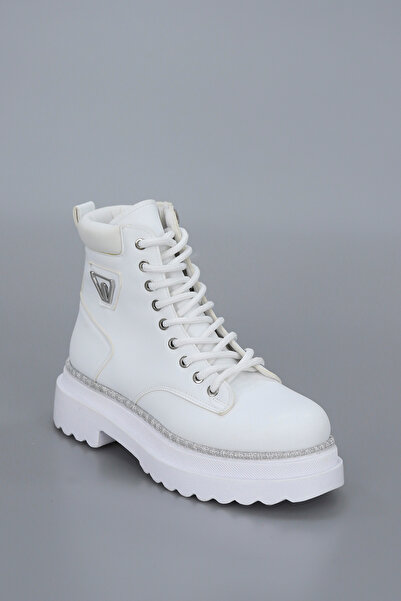 GİNZA SHOES Sona Stone Detail Vardole Lace-Up Boots