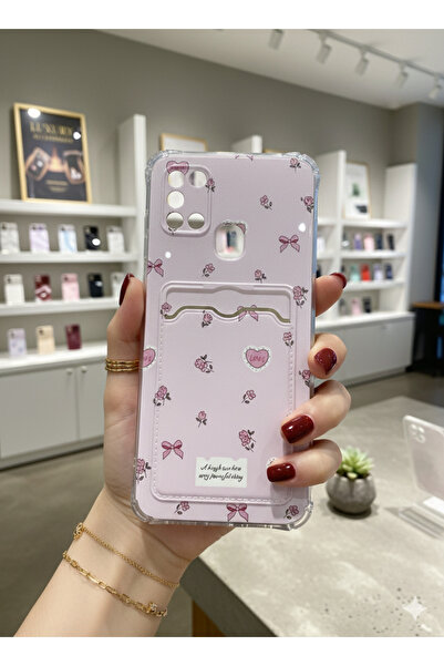 OVADA SAMSUNG GALAXY A21S Uyumlu Kamera Korumalı Kartlıklı Baskılı Darbe Emici Silikon Kılıf