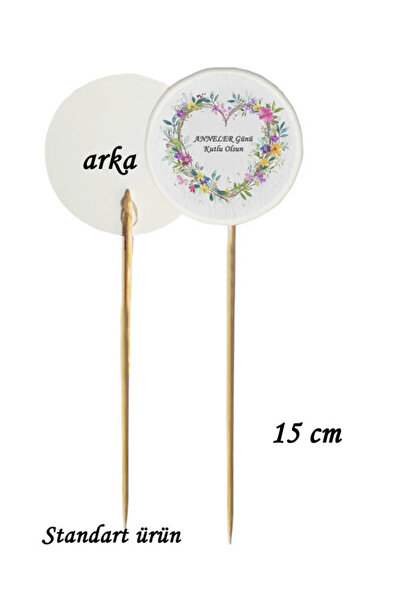 BEYHAN BAYHAN 15 Cm Uzun Kürdan - 10 Adet Anneler Günü Kutlu Olsun Baskılı Kü...