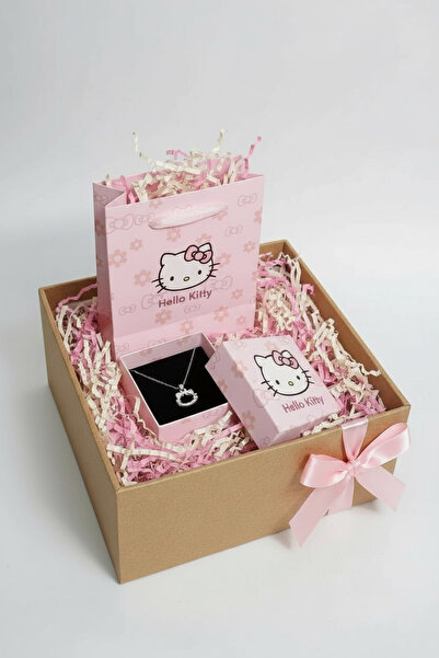 Hello Kitty Çelik Kolye Özel Hediye Kutusu ve Çantalı