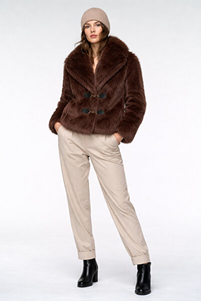 Kir Дамско късо палто с мека подплата и кожа