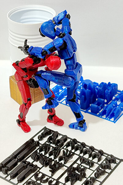 Grand TALİSMAN Oynar Eklemli Hareketli Robot Oyuncak Aksiyon Figürü 3D Baskı dummy 13 cm (Maket) (SİYAH-SAFİR MAVİ)