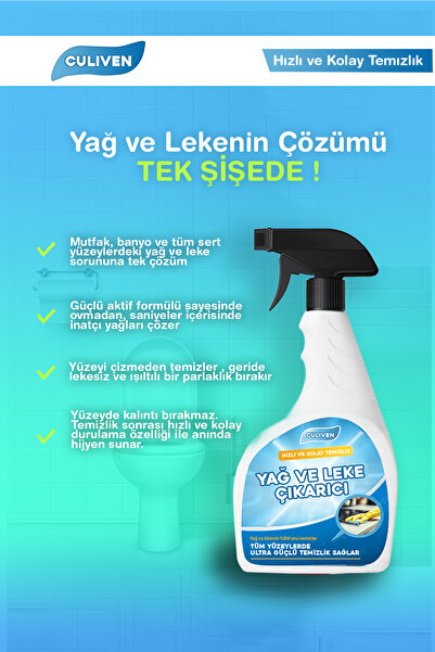CULİVEN Ultra Güçlü Mutfak, Banyo ve Tüm Yüzeylerde Etkili Yağ Kir ve Leke Çıkarıcı