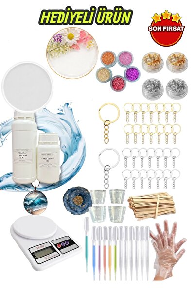 cnk craft shop 3 KG EPOKSİLİ Şeffaf Epoksi Reçine Tartılı + Epoksi Başlangıç Seti Kendi Işini Kur Seti HEDİYELİ