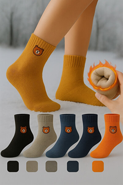 kidy مجموعة جوارب شتوية نسائية منقوشة على شكل دمية دب مكونة من 3 أزواج