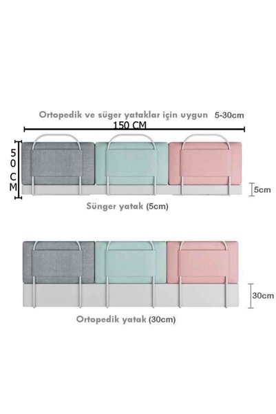Genel Markalar Serenity Xl 150 Cm Lux Yeni Nesil Yatak Bariyeri Korkuluğu Güvenlik Bariyeri