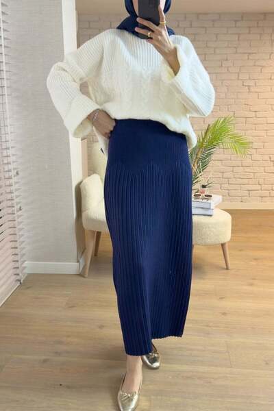 TAŞDELEN AVM ZENNE Triko etek etekler uzun triko etek normal kesim etek lacivert siyah krem füme etekler