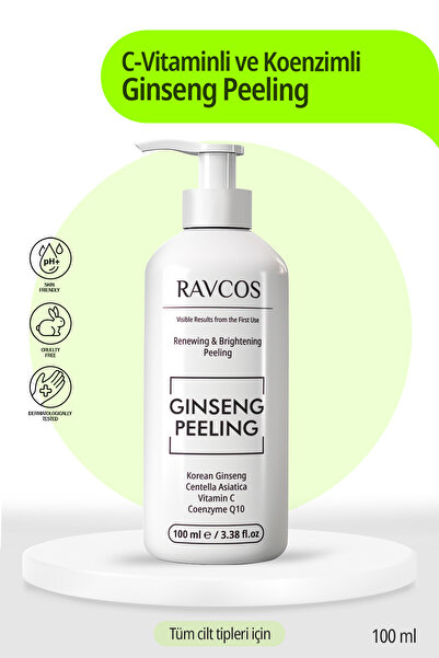 Ravcos Vücut ve Yüz için C vitamin ve Koenzimli Cilt Parlatıcı, Ölü Deri Arındırıcı Ginseng Peeling 100 ML