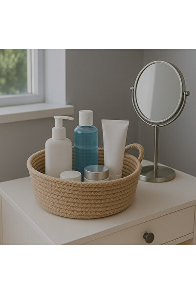 EGE ÖRGÜM Sepet Dekoratif Düzenleyici Hasır Sepet 20x6 Cm