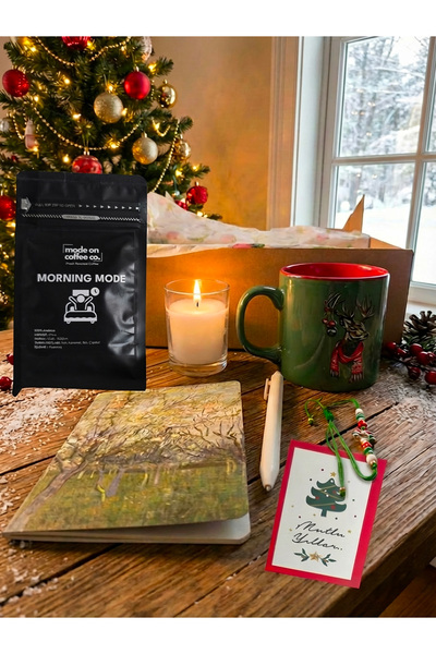 Butik Sanatsever Bütçe Dostu Kahveli Hediye Kutusu, Bardak, Vanilyalı Mum, Ka...