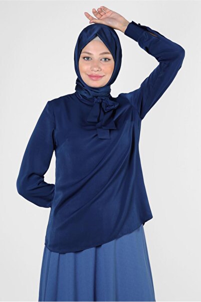 Alvina Scarf Collar Cuffs Buttoned Blouse 43670