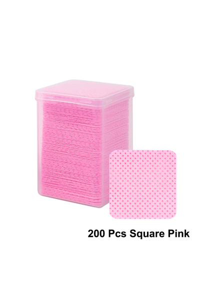 Choice مناديل تنظيف الأظافر المربعة الوردية، 200 قطعة/علبة، خالية من الوبر، مناديل تنظيف غراء وصلات الرموش، قماش غير منسوج