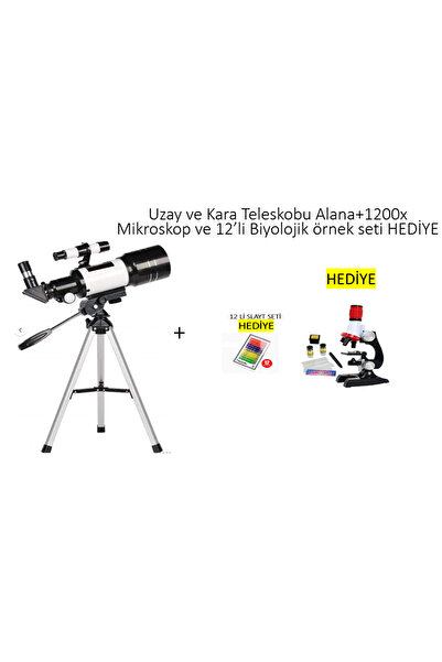 İMGESEL 150X Teleskop Alana +12 örnek+Aksesuarlı Işıklı Mikroskop HEDİYE (Uza...
