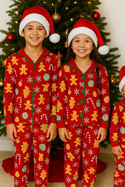 nazarbebe Κόκκινο Σετ Πιτζάμες Unisex με Χριστουγεννιάτικο Θέμα – Για Ηλικίες...