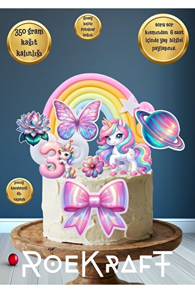 OEM Roekraft Doğum Günü Pasta süsleri , Unicorn Temalı Pasta Süsü Seti , İsim...