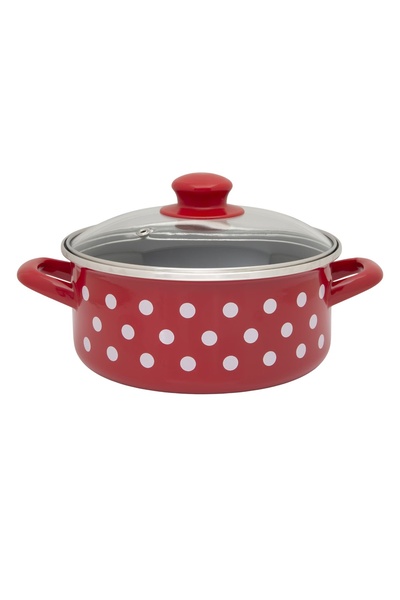 Metalac Κατσαρόλα, 2,2 λίτρα, γυάλινο καπάκι Tufne εμαγιέ Metalac, 18 εκ.